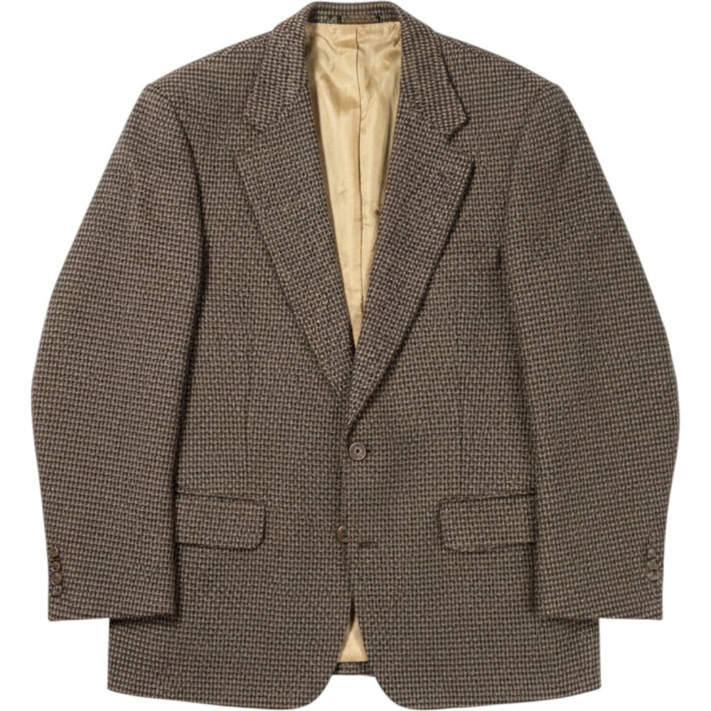 Tailors Row by Deansgate Mens 48L Brown Houndstooth Blazer Sport Coat USA Made - Picture 1 of 11